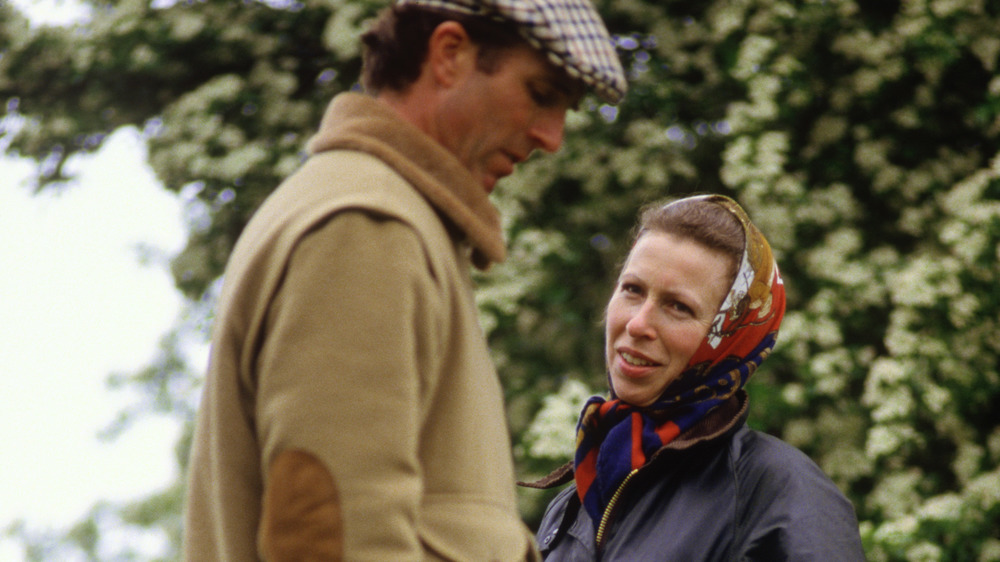 WINDSOR - MAY 11:  Princess Anne and Captain Mark Phillips examining fences on the cross country course at the Windsor Horse Show on May 11, 1985 in Windsor, Berkshire, England. (Photo by David Levenson/Getty Images)